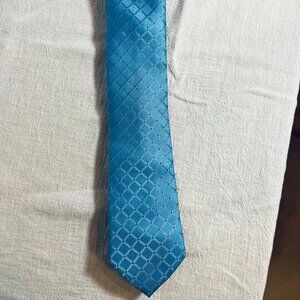 DiBanGu Blue Geometric Diamond Pattern Silk Men’s Tie